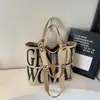 Bolsa de Lona con Letras Gran Capacidad Bolso de Hombro Único para Viaje Bolso Tote Cruzado Nuevo de Verano 2026 para Viajero