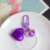 Amor criativo blocos de construção galvanizado AB cor pêssego coração chaveiro pingente airpods caixa protetora pendente saco ornamentos