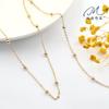 Retención de color de oro de 14K Cadena de cuentas redondas de 3.5 mm Cadena de cuentas con clip Cadena con forma de O Cadena de cuentas Collar Pulsera Accesorios para aretes
