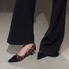 Otoño 2025 Nuevo Estilo Francés Suave Punta Fina Patchwork Tacón Delgado Transpirable Elegante Tacón Kitten Zapatos de Tacón