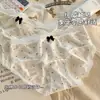 Ropa Interior de Seda Helada de Verano para Mujer, Ribete de Encaje de Lunares Estilo Francés, Refuerzo de Algodón Puro, Bragas Triangulares Transpirables para Niñas, Refuerzo de Algodón Puro