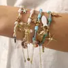 Zb0410 Colgante de Estrella de Mar y Concha de Acero Inoxidable para Playa de Verano, Color Dorado 14K Electrochapado, Cordón de Conservación de Color, Collar y Pulsera para Mujer
