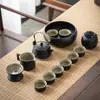 Juego de Té Chino Set para Sala de Estar en Casa Oficina Simple Cerámica Barro Negro Tetera Taza de Té Juego Pequeño Juego de Té Kung Fu