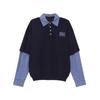 Polo de Manga Larga de Dos Piezas Falsas Empalmadas de Gama Alta Americana y Coreana para Hombre y Mujer Ins Sudadera Versátil Casual a Cuadros