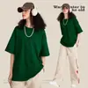 Popular Camiseta de Algodón 260g Tendencia Nacional Versión Grande Hombros Descubiertos Color Sólido para Hombres y Mujeres Estampado Oversize Manga Corta Pesada Personalización