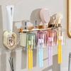 Portacepillos de Dientes para una Familia de 4 Personas, Portavasos para Baño, Estante para Cepillos de Dientes, Almacenamiento de Pared sin Taladro, Dispensador de Pasta de Dientes para el Hogar