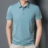 Polo de Seda de Hielo Dagging Sin Rastro 2024 para Hombre Verano Cuello Solapa Camiseta Joven y de Mediana Edad Elástica Casual Manga Corta