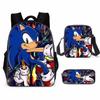 Mochila SONIC de dibujos animados directa de fábrica para estudiantes de primaria y secundaria, mochila escolar, bolsa cruzada, estuche para lápices, juego de tres piezas