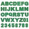 Patches de Tecido Bordados com Letras e Números em Inglês Glitter Verde Qiansheng com Adesivo Termocolante para Decoração de Roupas e Acessórios de Bolsas