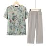 Ropa de Verano para Madres Tallas Grandes Traje de Manga Corta Cárdigan Superior para Personas de Mediana Edad y Mayores Ropa Holgada Adelgazante para Señoras Mayores