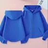 Sudadera con capucha de moda para niños y niñas de primavera y otoño, chaqueta casual de color liso con cremallera, sudadera moderna para niños mayores