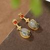 Um Veado Prata S925 Prata Esterlina Banhado A Ouro Cloisonne Hetian Jade Estilo Chinês Videira Anel Feminino Brincos Pulseira Pingente