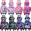Mochila con Ruedas Transfronteriza, Mochila Escolar para Estudiantes de Primaria de 6 a 12 Años, Bolsa Dura 3D, Set de Tres Piezas, Lonchera, Estuche para Lápices