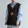 Chaleco de Punto Estilo Universitario Japonés para Hombre, Chaleco Suéter de Punto sin Mangas de Cuello Redondo Holgado para Primavera y Otoño, Chaleco de Punto Versátil