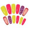 Armadura larga con manchas rojas, armadura esmerilada, parches de arte de uñas con personalidad europea y americana, pegatinas largas y completas, uñas postizas ultrafinas.