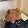Bolso de cubo casual con cordón estilo vintage para mujer, bolso de hombro y cruzado versátil de alta gama de nicho para otoño, para ir al trabajo