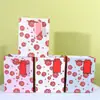 Bolsas de Papel para Compras del Día de San Valentín, Bolsas para Empaque de Flores con Etiquetas, Flores Rojas Grandes, Bolsos de Cartulina Blanca, Bolsas al por Mayor Listas para Usar