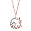 High-end All-match S925 Sterling Silver Moonstone Colar Feminino Nicho Design Zircon Pingente Dia dos Namorados Presente Jóias