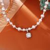Colar Manta Rose Shijia Pérola Zircônia Corrente de Clavícula Elegante da Moda de Alta Qualidade Corrente de Pescoço Romântica Tendência