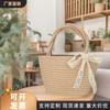 Bolsa de Crochê Artesanal de Influenciador Bolsa Tote de Algodão Ecológica Estilo Rústico Bolsa de Armazenamento para Lanches de Trabalho Cosméticos Lembrança