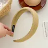 Diadema vintage de estilo coreano con cuadros desgastados y ala ancha, diadema versátil de alta gama en tejido de esponja, accesorio para el cabello de corona alta para lavarse la cara