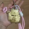 Colgante de Gato de la Suerte Dorado 20Mg Lindo Dibujo Animado Gato Kt Cadena para Teléfono Móvil Llavero Colgante para Bolso Regalo para Amigos