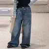 Jeans de Primavera y Otoño para Niñas 2026 Nuevo Estilo Coreano Casual Set de Jeans con Botones en la Cintura Trasera para Niños de Talla Mediana a Grande