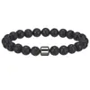 Pulsera de Piedra Natural de 8 mm de Venta Caliente Transfronteriza Europea y Americana Conjunto Combinado de Ojo de Tigre Negro y Ágata Pulsera Elástica al por Mayor