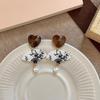 Pendientes de borlas con forma de abanico de amor chino retro para mujer, diseño antiguo de moda nacional, accesorios de perlas de ámbar