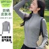Ropa de Protección Solar de Seda de Hielo para Mujer Verano 2024 Nueva Chaqueta Cardigan Ajustada Ropa de Yoga Fitness Top Delgado Cuello