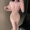 Lencería Sexy Talla Plus Vestido de Encaje Conjunto Ajustado Bodycon Camisón Transparente