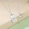 Collar Personalizado Tichia de Eucalipto Azul y Pareja de Pájaros Plata de Ley S925 Diseño de Bosque Nicho Colgante Empalmado Cadena para Clavícula