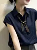 Nova Camisa Feminina Elegante Estilo Hepburn Nicho Soltinha Respirável Emagrecedora Fashionável Exquisita Lenço de Seda Casual Versátil