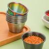 Plato para mojar transfronterizo de acero inoxidable 304, taza para salsa de panqueques mexicanos, taza para salsa de ensalada de tomate con tapa, taza para mojar