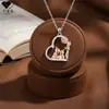Collar con Forma de Corazón para Madre e Hija, Joyería Transfronteriza Kamanqi para Mujer, Collar Cadena para Suéter de Flor de Rosa, Joyería para Mujer al por Mayor
