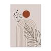 Boêmio abstrato sol e lua linhas geométricas Monstera deixa sala de estar quarto decoração lona pintura núcleo pendurado pintura