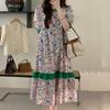 Moda Femenina Verano 2023 Dongdaemun Coreano Versátil Personalidad Diseño Color Block Vestido Floral Estilo Étnico de Moda
