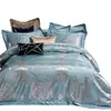 Conjunto de Luxo de Algodão Jacquard Cetim Estilo Europeu Quatro Peças, Conjunto de Cama de Casamento Bordado de Algodão Puro, Venda por Atacado do Fabricante