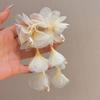 Brincos Florais Nebulosos de Malha Francesa Hazy com Borla de Pérolas Brincos de Temperamento Nicho