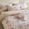 Juego de cuatro piezas de algodón puro estilo campo francés, engrosado, ecológico, cepillado, para otoño e invierno, sábana y funda de edredón florales retro cálidas