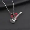 Collar para Hombre Transfronterizo Corazón Música Púa de Guitarra Colgante Hip-Hop Personalizado Acero Inoxidable Joyería de Pareja Venta al por Mayor para Mujeres