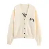 Ropa de Mujer al por Mayor Transfronteriza Estilo Europeo y Americano 2025 Nueva Moda Elegante Cardigan Jacquard de Manga Larga para Mujer