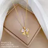 [Aço titânio] arco de zircão luz temperamento de luxo lindo colar de diamantes feminino all-match clavícula cadeia de aço de titânio