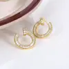 Pendientes Diarios de Tendencia en Forma de C de Lujo Ligero con Circonita, Aguja de Plata 925, Pendientes Elegantes de Moda, Pendientes de Nicho de Gama Alta para Mujeres