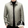 Nova coleção de inverno: jaqueta masculina acolchoada de algodão, estilo business casual, com gola em padrão losango, feita com seda leve para uma sensação luxuosa e quente