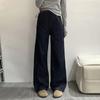 Pantalones de Pana Azul Denim para Maternidad, Pierna Ancha, Holgados, para Mujer, Ropa de Abrigo Otoño e Invierno 2025, Pantalones Casuales Nuevos, Efecto Adelgazante