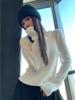 Bajo Irregular Curvo Otoño e Invierno 2026 Estilo Perezoso Suéter de Punto para Mujer Top Corto de Lana con Capucha