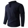 2025 Inverno Transfronteiriço Novo Masculino Gola Alta Meio Zíper Forrado com Fleece Tricô Tamanho Grande Casual Camisa Base