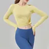 Tops de Yoga, Ropa Deportiva, Camisetas de Cuello Redondo, Mangas Largas, Corte Ajustado, que Absorben la Humedad, Ciclismo al Aire Libre, Running, Transpirables y de Secado Rápido