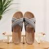 Chinelo de Casa para Casal Verão Chinelo de Linho Sola Grossa para Piso de Madeira Atacado Sandálias Chinelos Outlet de Fábrica Masculino e Feminino